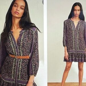 Veronica Beard dress mini floral peasant sz 6 Xanita purple